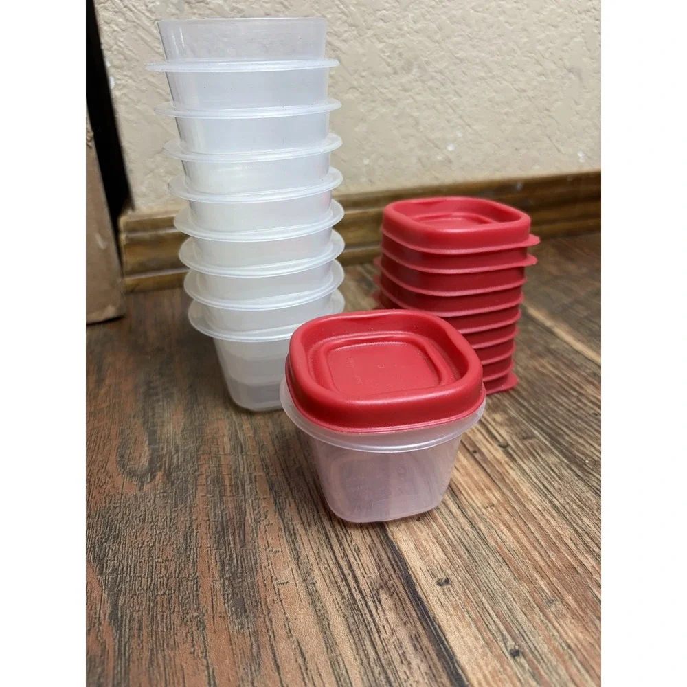 Rubbermaid Small Snack Stacking Storage Containers Red Lids - Lot of 9